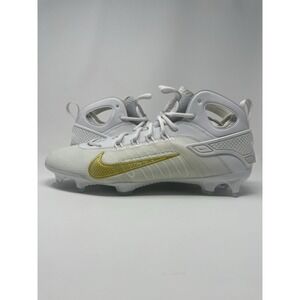 Nike Huarache 9 Elite LAX Mid Lacrosse Cleats White Gold Men's Size 12.5 New
